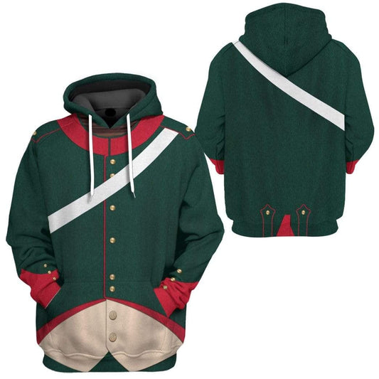 Historical Hoodie Napoleonic French Light Cavalry Campaign Costume Hoodie Green Unisex