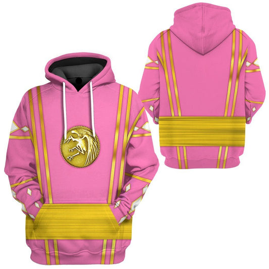 Power Ranger Hoodie Pink Ninja Mighty Morphin Power Rangers Hoodie Pink Yellow Unisex