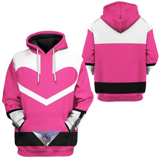 Power Ranger Hoodie Pink Power Rangers Time Force Hoodie Pink White Unisex