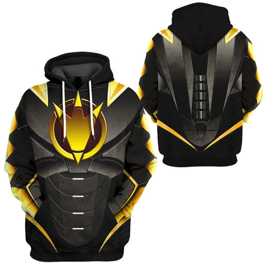 Power Ranger Hoodie Black Power Ranger Dino Thunder Hoodie Black Yellow Unisex