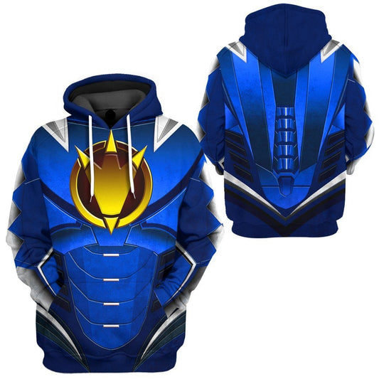 Power Ranger Hoodie Blue Power Ranger Dino Thunder Hoodie Blue Yellow Unisex