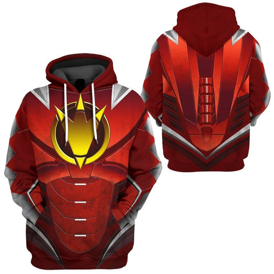 Power Ranger Hoodie Red Power Ranger Dino Thunder Hoodie Red Yellow Unisex