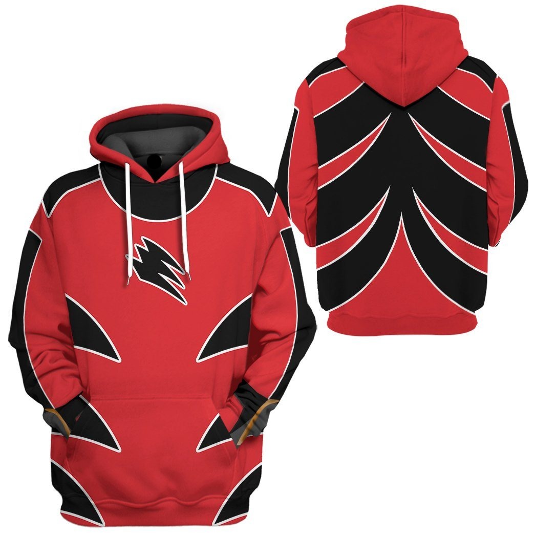 Power Ranger Hoodie Power Ranger Jungle Fury Red Ranger Hoodie Red Black Unisex