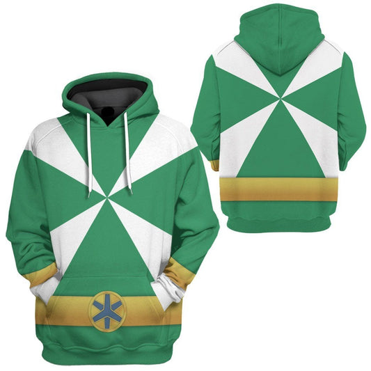 Power Ranger Hoodie Power Rangers Lightspeed Rescue Green Ranger Hoodie Green White Unisex