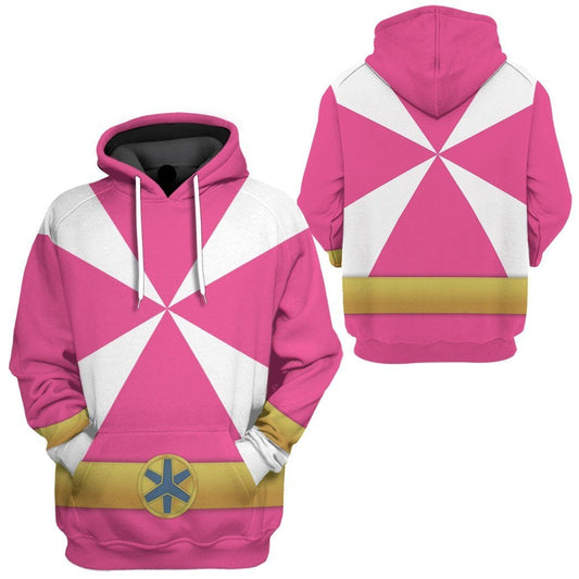 Power Ranger Hoodie Power Rangers Lightspeed Rescue Pink Ranger Hoodie Pink White Unisex