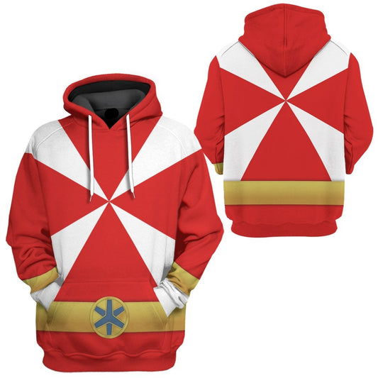 Power Ranger Hoodie Power Rangers Lightspeed Rescue Red Ranger Hoodie Red White Unisex