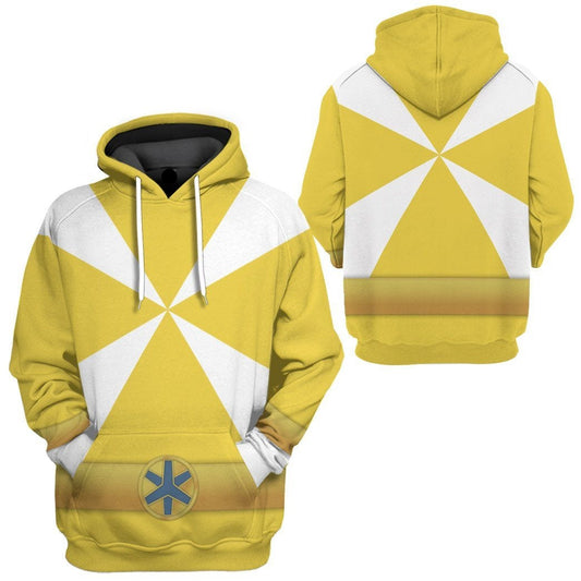 Power Ranger Hoodie Power Rangers Lightspeed Rescue Yellow Ranger Hoodie Yellow White Unisex