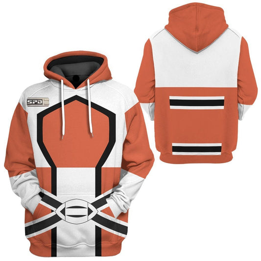 Power Ranger Hoodie KAt S.P.D Power Ranger Hoodie Orange White Unisex