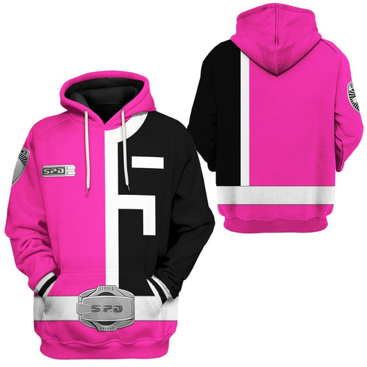 Power Ranger Hoodie Pink S.P.D Power Ranger Hoodie Black Pink Unisex