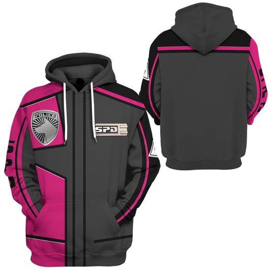 Power Ranger Hoodie Power Rangers S.P.D Pink Uniform Hoodie Black Pink Unisex