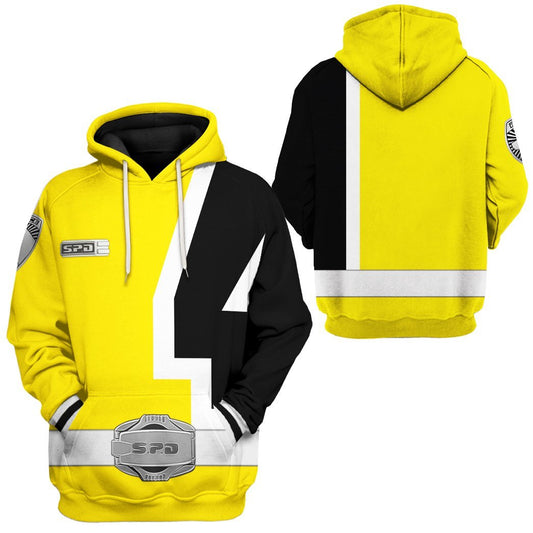 Power Ranger Hoodie Yellow S.P.D Power Ranger Hoodie Yellow Black Unisex