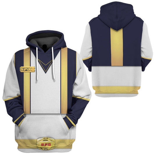 Power Ranger Hoodie Power Rangers SPD Nova Hoodie White Black Unisex