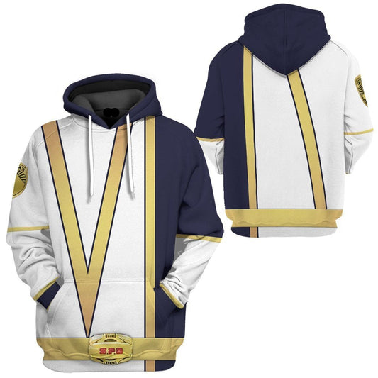 Power Ranger Hoodie Power Rangers SPD Omega Hoodie Yellow White Unisex