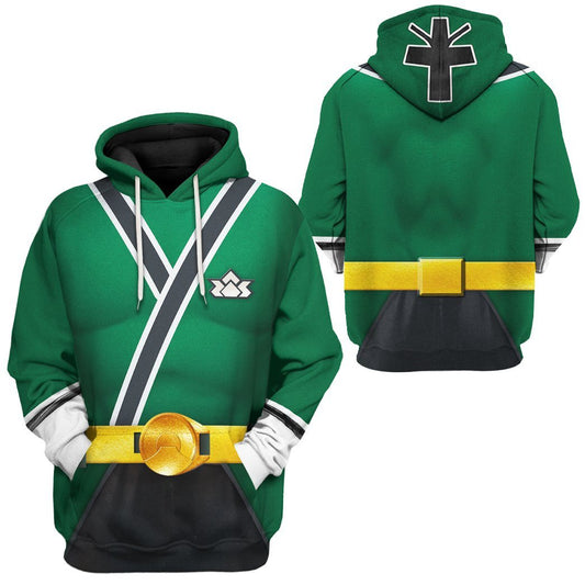 Power Ranger Hoodie Green Samurai Power Rangers Hoodie Green Unisex