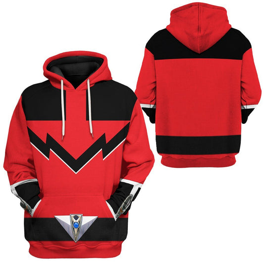 Power Ranger Hoodie Quantum Power Rangers Time Force Hoodie Red Black Unisex