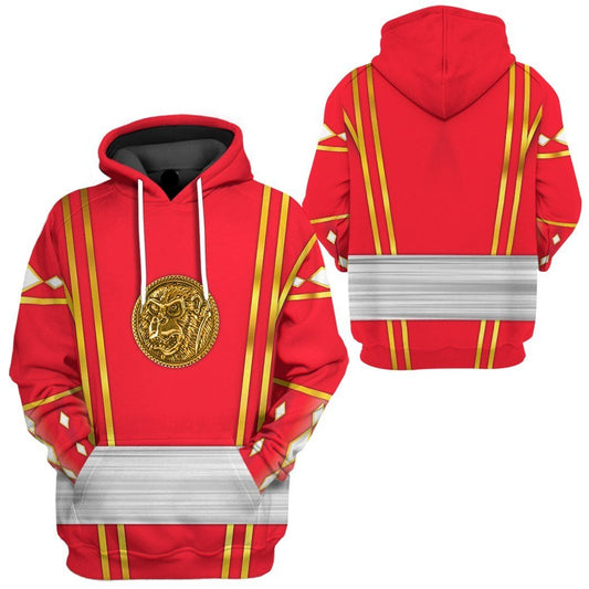 Power Ranger Hoodie Red Ninja Mighty Morphin Power Rangers Hoodie Red Unisex