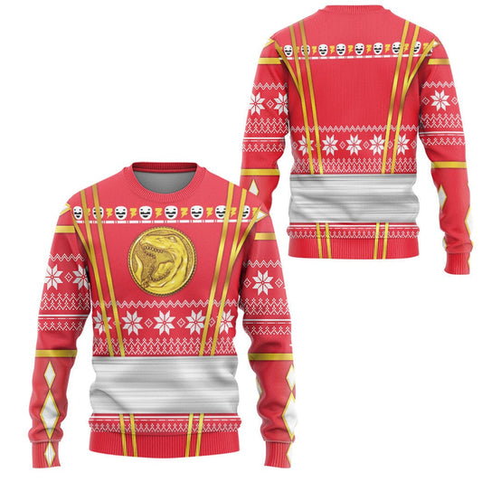 Power Rangers Sweatshirt Red Ninja Mighty Morphin Power Rangers Christmas Pattern Sweatshirt Unisex Adults