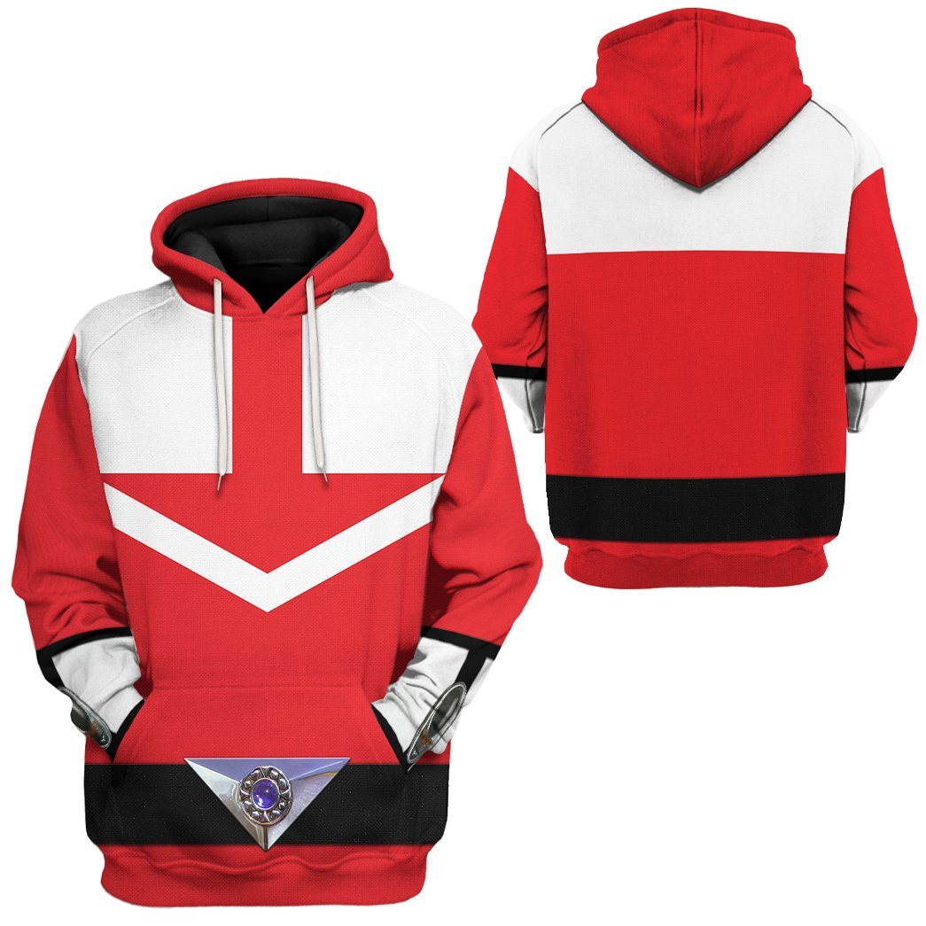 Power Ranger Hoodie Red Power Rangers Time Force Hoodie Red White Unisex