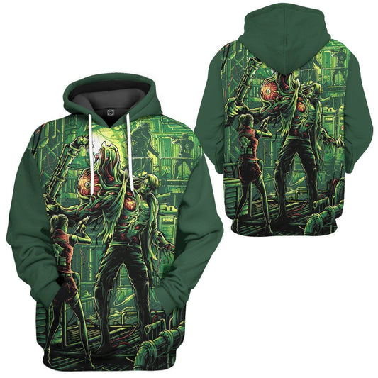 Resident Evil Hoodie Clare With Mr X Monster Hoodie Green Unisex