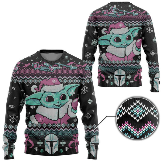 SW Sweatshirt Baby Yoda Snowflakes Pattern Sweatshirt Colorful Unisex