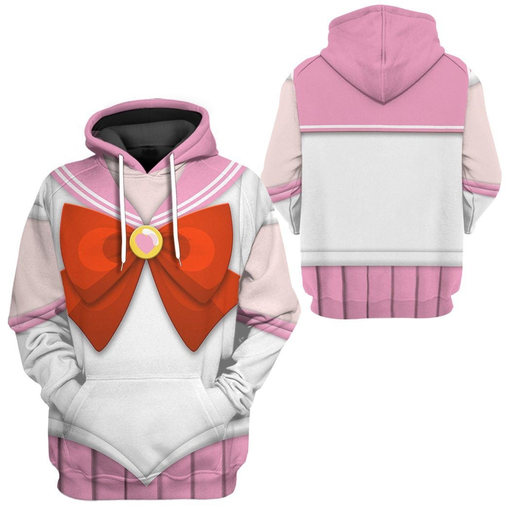 Sailor Moon Hoodie Sailor Chibi Moon Suit Costume T-shirt White Pink Unisex