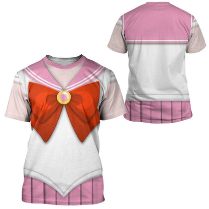 Sailor Moon Hoodie Sailor Chibi Moon Suit Costume T-shirt White Pink Unisex