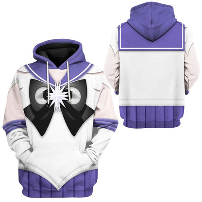 Sailor Moon Hoodie Sailor Saturn Suit Costume T-shirt White Purple Unisex