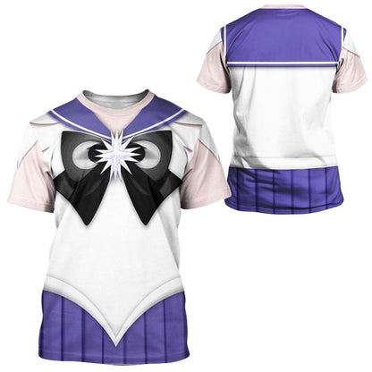 Sailor Moon Hoodie Sailor Saturn Suit Costume T-shirt White Purple Unisex