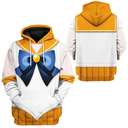 Sailor Moon Hoodie Sailor Venus Suit Costume T-shirt White Orange Unisex