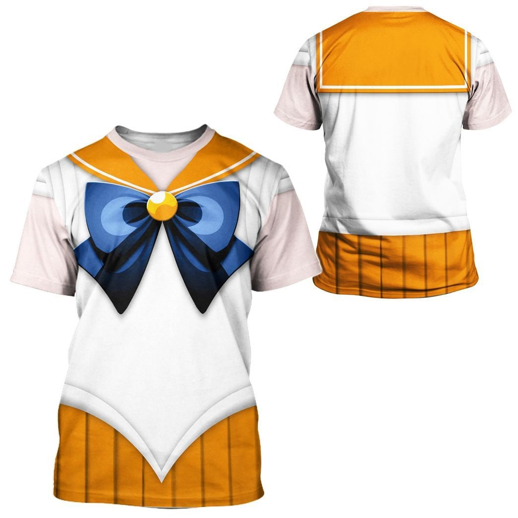 Sailor Moon Hoodie Sailor Venus Suit Costume T-shirt White Orange Unisex