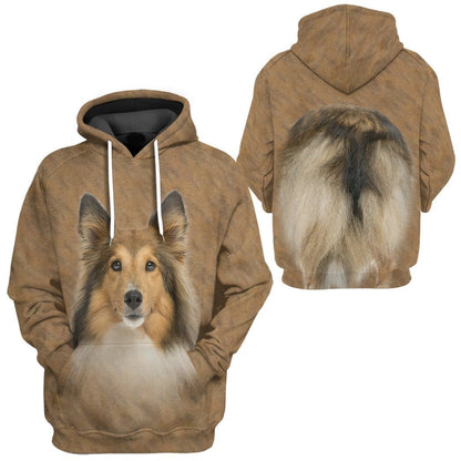 Dog Hoodie Shetland Sheepdog Dog Front And Back T-shirt Brown Unisex