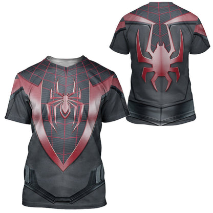 Spiderman Hoodie MV Spiderman Miles Morales Suit Costume T-shirt Black Unisex