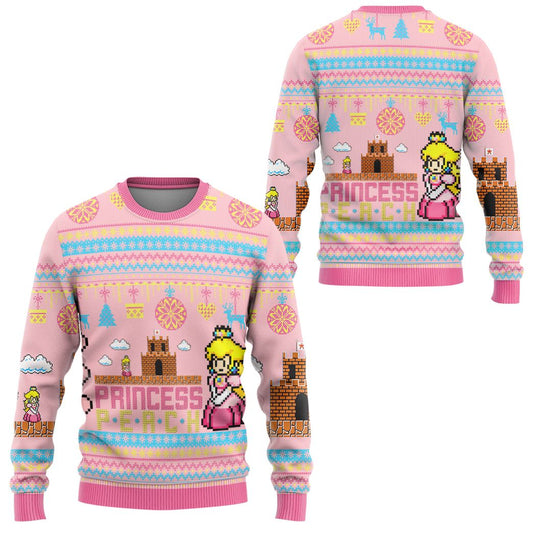 Mario Sweatshirt Super Mario Princess Peach Sweatshirt Pink Unisex Adults New Release