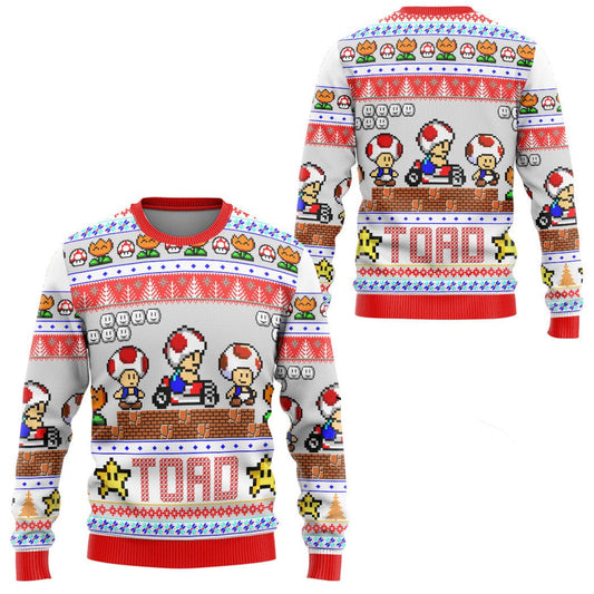 Mario Sweatshirt Super Mario Toad Mushroom Sweatshirt Red White Unisex Adults New Release