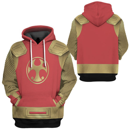 Power Ranger Hoodie The Crimson Thunder Rangers Ninja Storm Hoodie Red Yellow Unisex