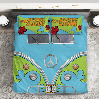 Scooby Doo Bedding Set The Mystery Machine Hippie Van Duvet Covers Blue Unique Gift