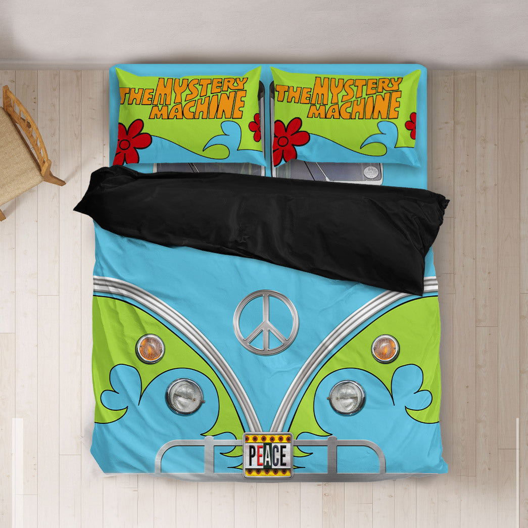 Scooby Doo Bedding Set The Mystery Machine Hippie Van Duvet Covers Blue Unique Gift