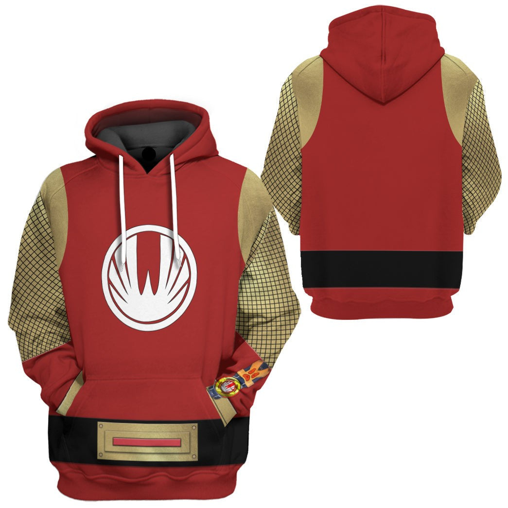 Power Ranger Hoodie The Red Wind Rangers Ninja Storm Hoodie Red Yellow Unisex