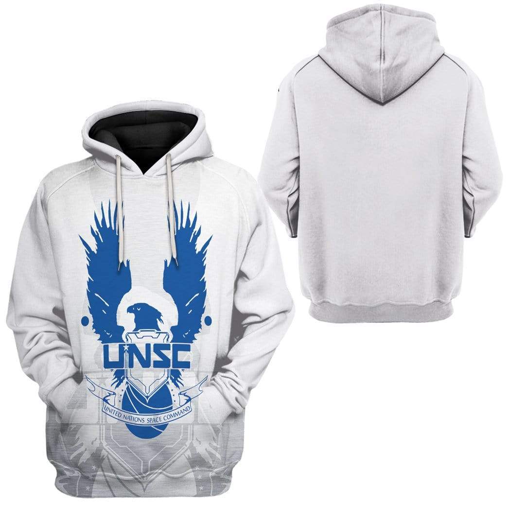 Halo Hoodie UNSC Logo Halo Infinite Hoodie White Blue Unisex