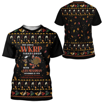 Thanksgiving Hoodie First Annual WKRP Turkey Drop T-shirt Black Unisex