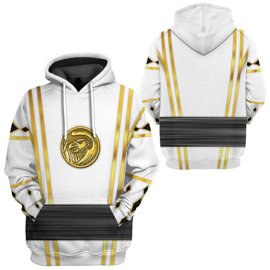 Power Ranger Hoodie White Ninja Mighty Morphin Power Rangers Hoodie White Unisex