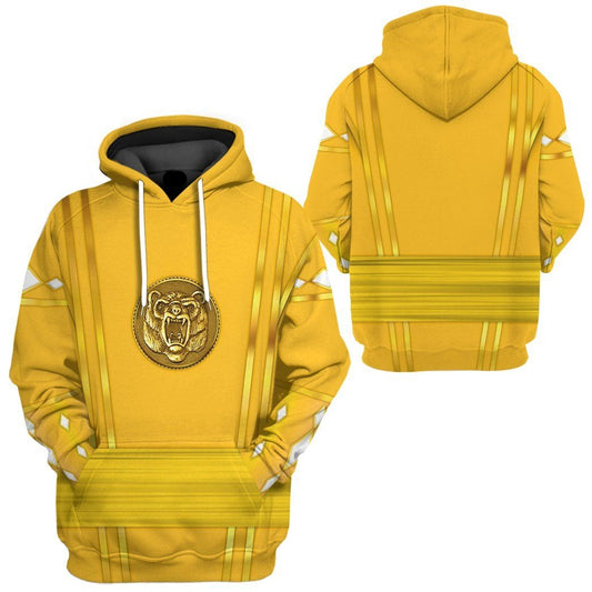 Power Ranger Hoodie Yellow Ninja Mighty Morphin Power Rangers Hoodie Yellow Unisex