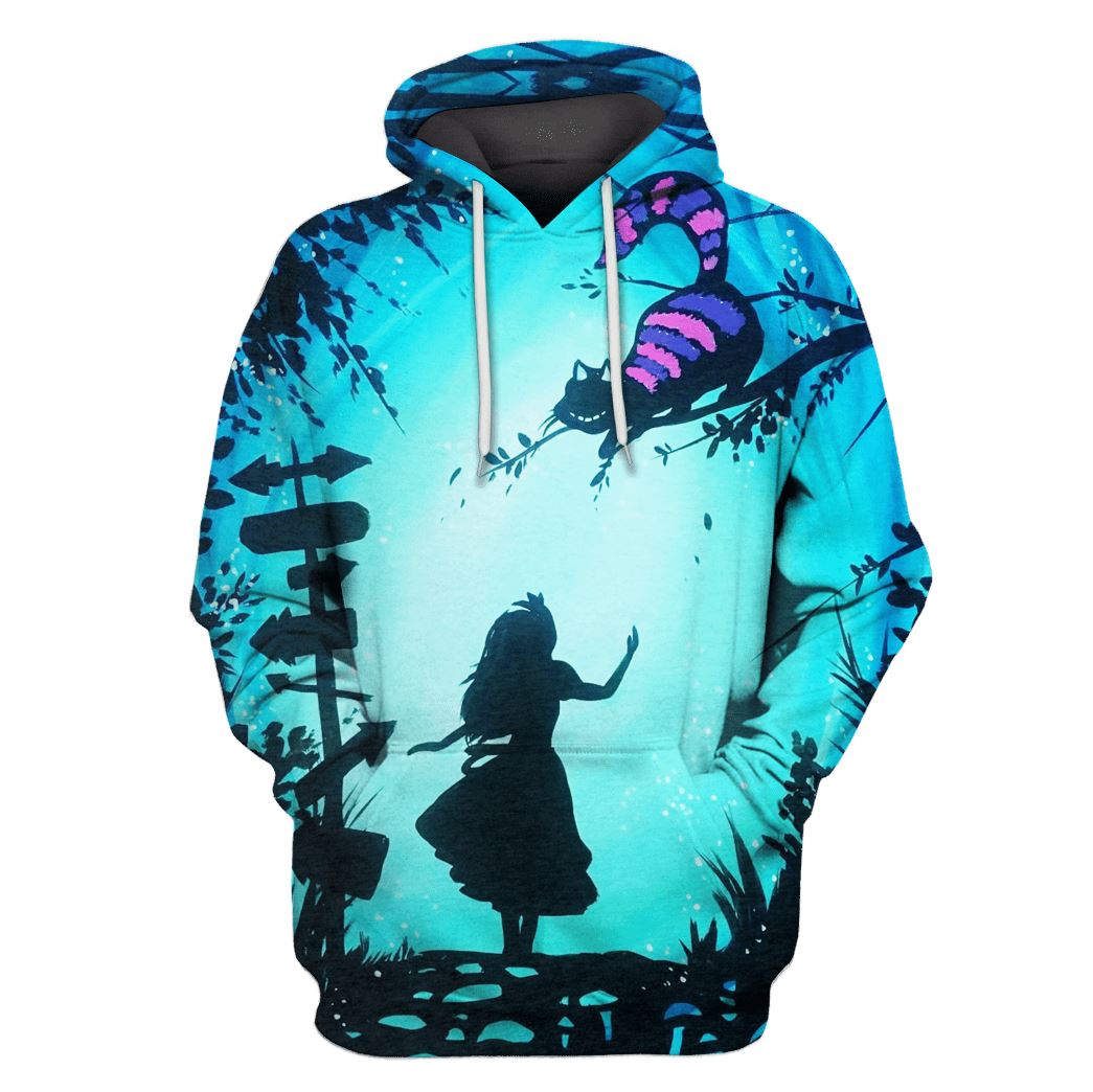 AIW Hoodie Alice And Cheshire Cat Wonderland Hoodie Blue Unisex