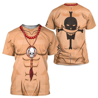 One Piece Hoodie Ace One Piece Costume T-shirt Colorful Unisex