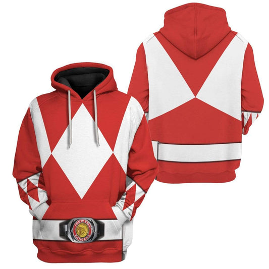 Power Ranger Hoodie Red Mighty Morphin Power Ranger Hoodie Red Unisex