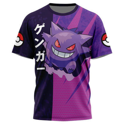 PKM T-shirt PKM Gengar Attack Pose T-shirt Purple Unisex