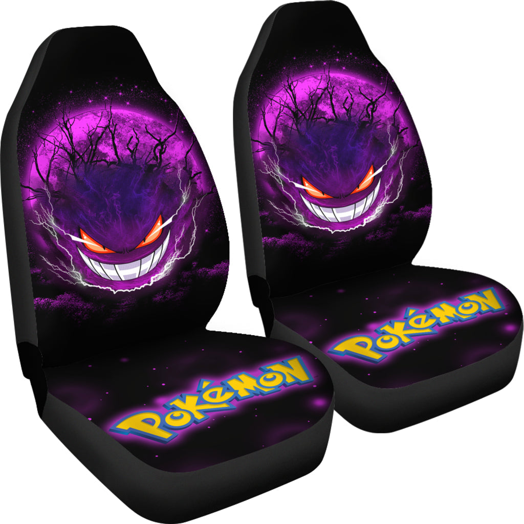PKM Car Seat Covers Gengar PKM Ghost Scary Moonlight Seat Covers Black Purple