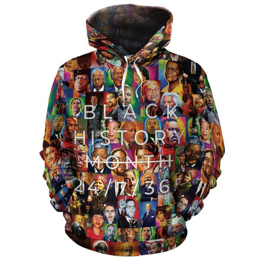 Africa American Hoodie Black History Month 24/7/365 Hoodie Colorful Unisex