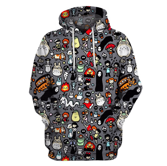 SGhibli Hoodie All Ghibli Movie Characters Hoodie Gray Unisex