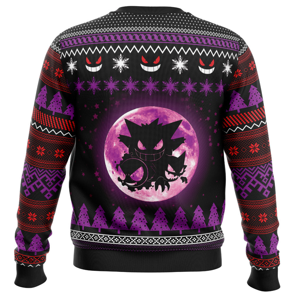 PKM Sweatshirt Gengar Evolution Forms Moonlight Sweatshirt Purple Red Unisex